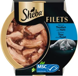 Sheba Sheba SHEBA® Schale Filets Huhn mit nachhaltigem Thunfisch 16 x 60g, Nassfutter für: Katze – Produktbild 1 von 1