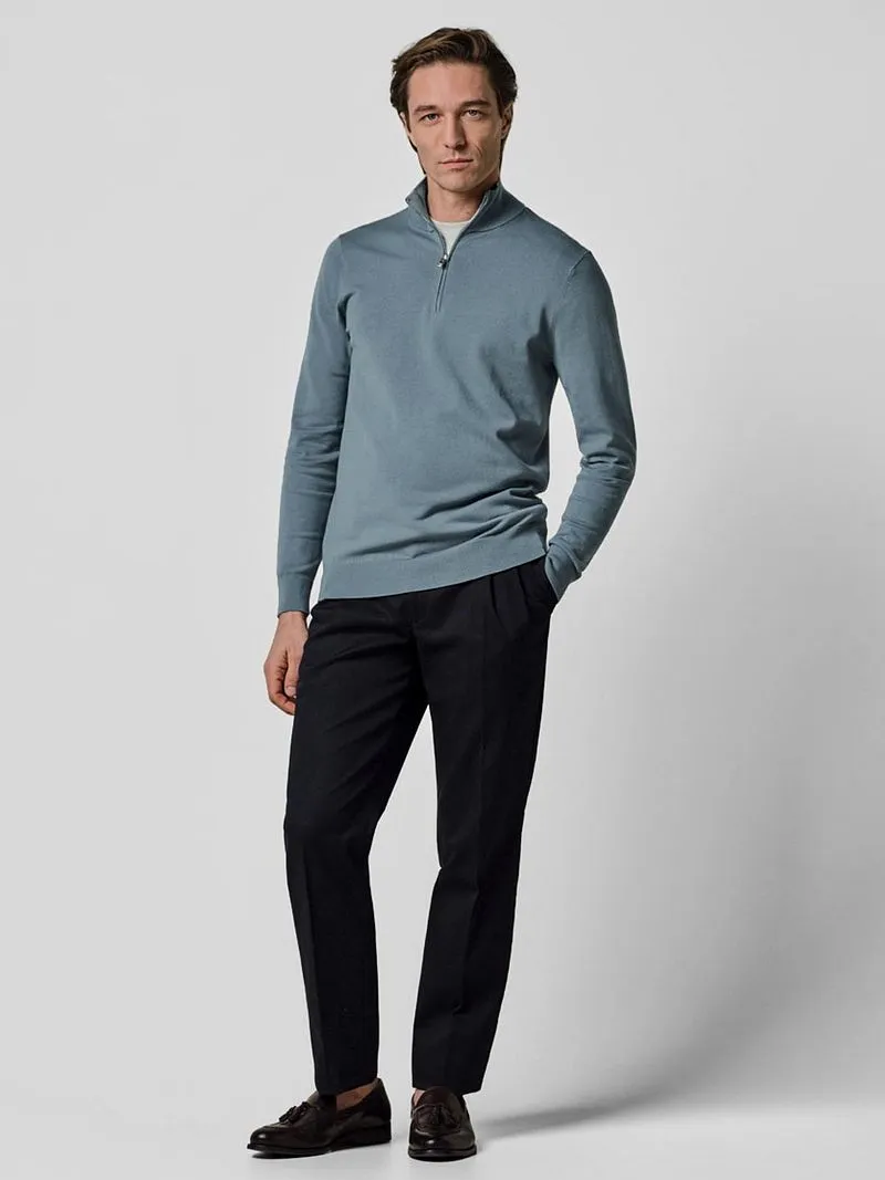 Profuomo Profuomo Half Zip Pullover Luxury Basic Blau - Größe XL, Hellblau, – Produktbild 4 von 5