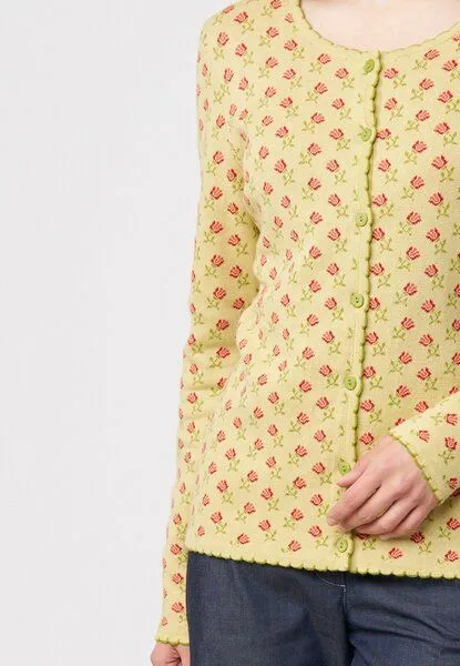 LANA Organic LANA Organic Strickjacke Jaquardmuster für Damen, Modell Lena, Rosalina dusty yellow, – Produktbild 4 von 4