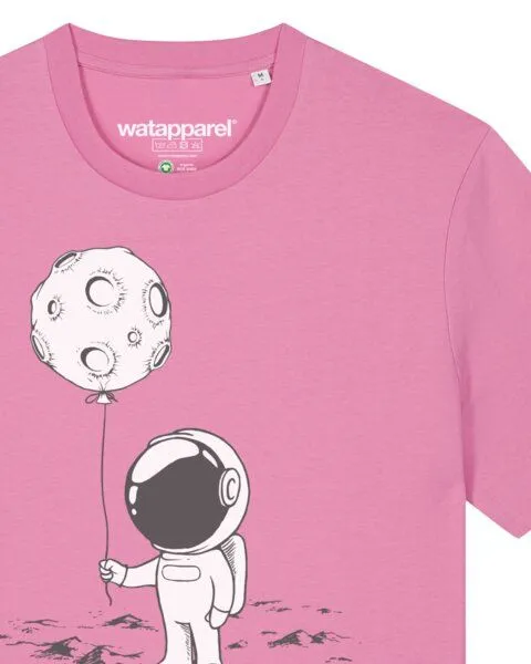 watapparel watapparel T-Shirt Unisex Kleiner Astronaut mit Luftballon, Bubble pink, – Produktbild 3 von 3