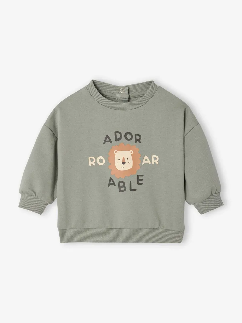 Vertbaudet Baby Sweatshirt mit Motiv vorn BASIC salbei, Salbeigrün, – Produktbild 1 von 3