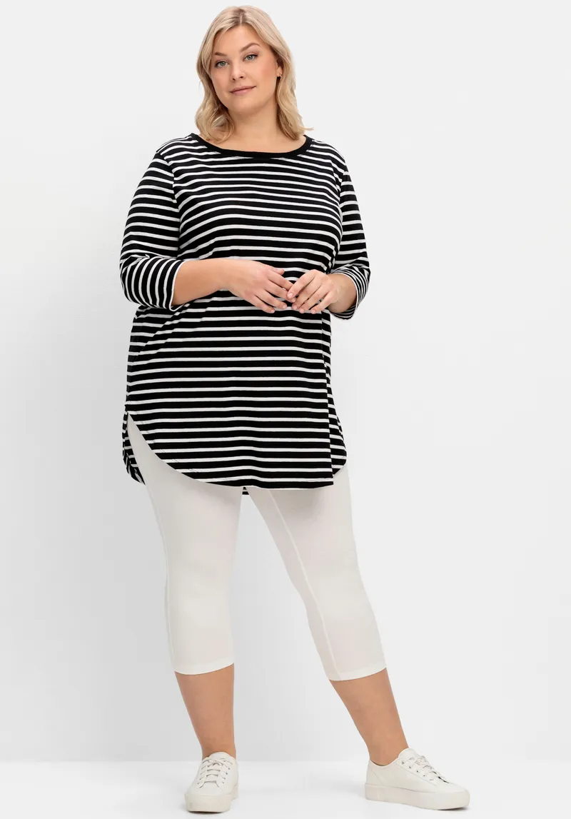 sheego Longshirt schwarz-weiß, Schwarz-weiß, – Produktbild 2 von 2