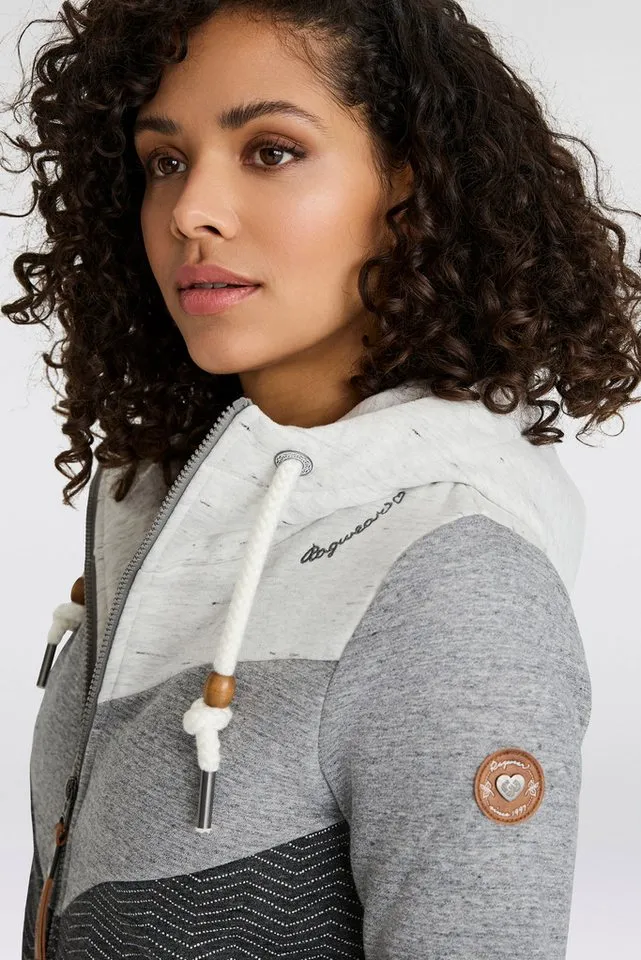 ragwear ragwear Sweatjacke TREGA ZIP O im Colorblocking-Design, Grau, – Produktbild 4 von 5