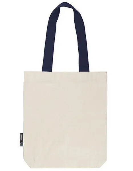 Neutral Neutral Baumwolltasche Shopper Kontrastfarbene Henkel, Natur/navy, – Produktbild 2 von 3