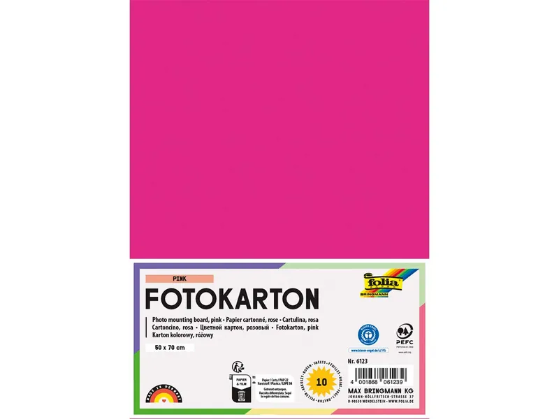 folia folia Fotokarton, 300 g/m², 50 x 70 cm, 10 Bogen, pink – Produktbild 1 von 1