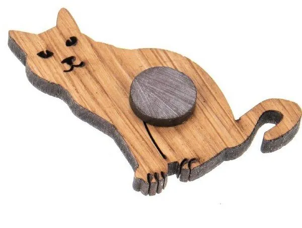 ReineNatur ReineNatur Katze Magnet aus Eichenholz geölt - 4er-Set – Produktbild 2 von 2