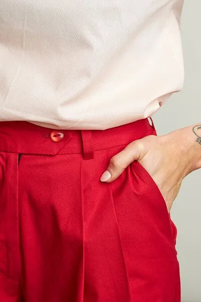Skrabak Skrabak Damen Hose "Hugo" aus Bio-Baumwolle, Rot, – Produktbild 3 von 4