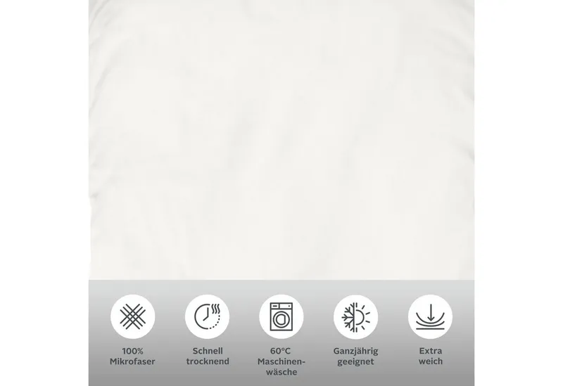 OTTO home Bettwäsche Desner 100% Microfaser, extra weich, allergikerfreundlich, Microfaser, 2 teilig, Premium Qualität, uni, schnell trocknend, pflegeleicht, ab 135x200 cm, Weiß, – Produktbild 4 von 6