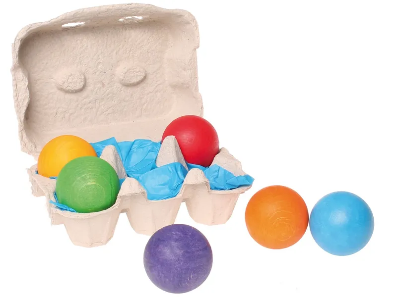 Grimms Grimms Holzkugeln Regenbogen 6er Set aus Ahornholz Durchmesser Kugel 4,5 cm, Mehrfarbig, – Produktbild 1 von 2