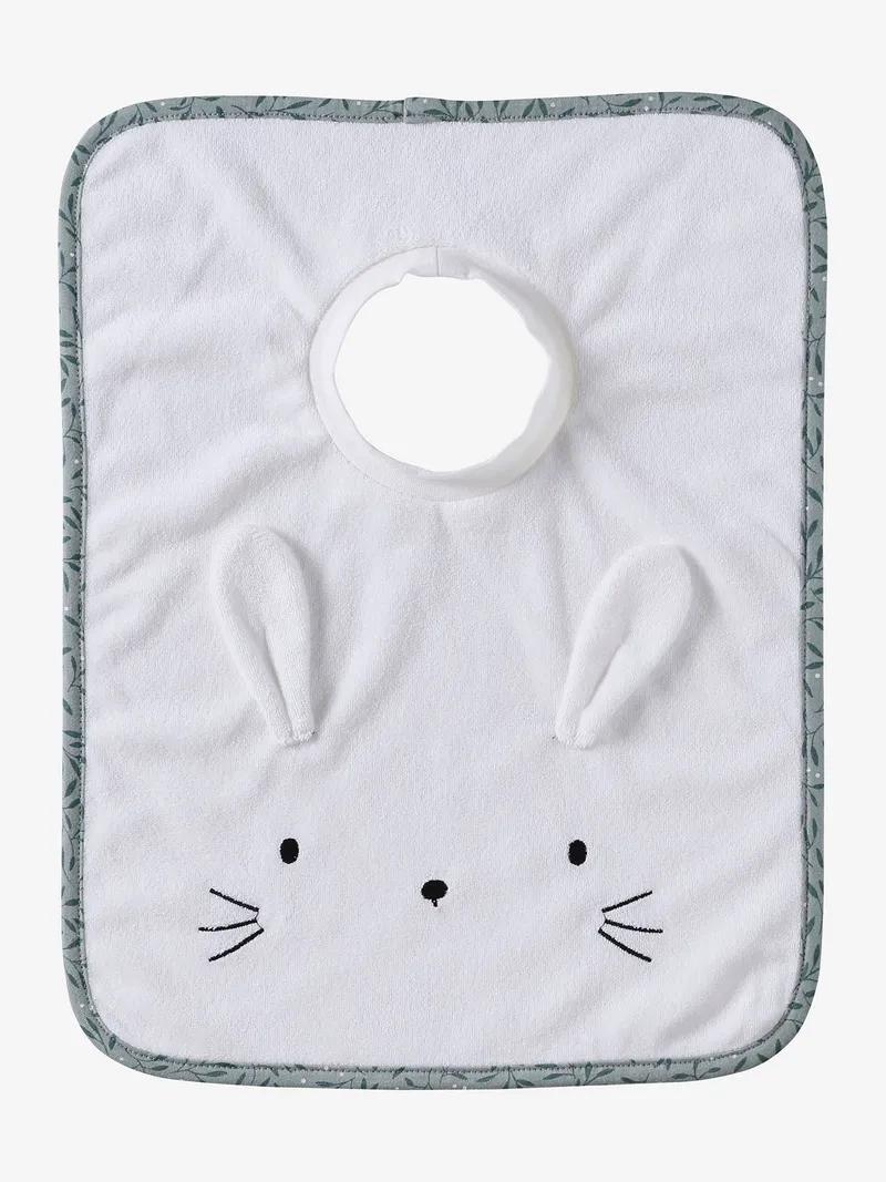 Vertbaudet Großes Baby Lätzchen, Weiß/hase, – Produktbild 1 von 4