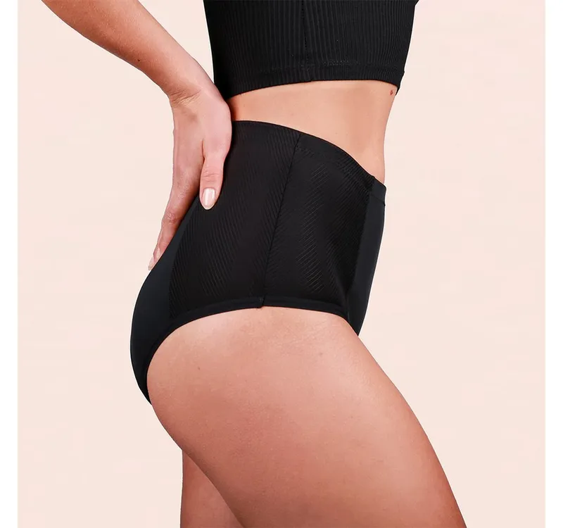 Taynie Taynie Periodenslip Highwaist ultra - Periodenunterwäsche sehr starke Blutung - Damen (Spar-Set, 3-St., 3er-Pack) Auslaufsichere Periodenunterwäsche / Periodenslip aus Bio Baumwolle, Schwarz, – Produktbild 4 von 5