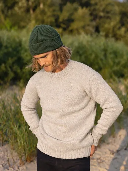 FUXBAU FUXBAU Männer Merino Strickpullover, Beige, – Produktbild 3 von 5