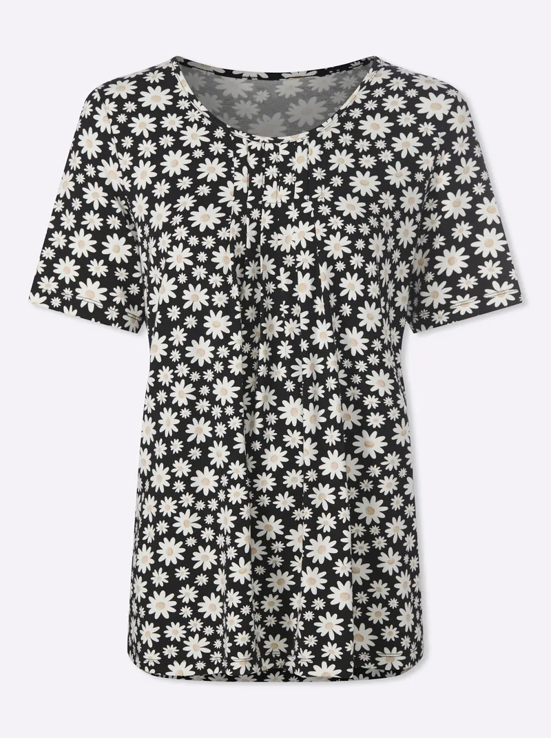 Witt Print-Shirt, Schwarz-ecru-bedruckt, – Produktbild 1 von 2