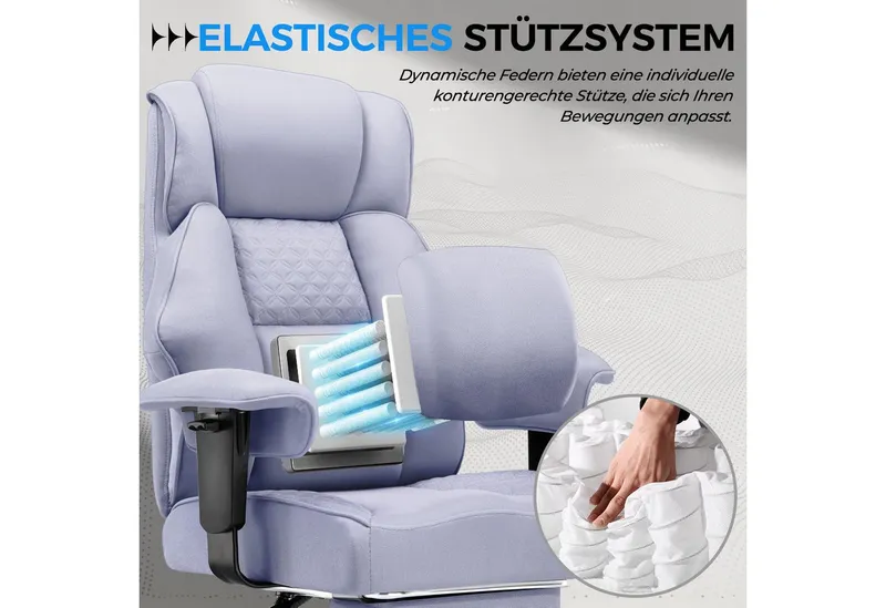 GTPLAYER Gaming-Stuhl für Große und Schwere Personen, ergonomischer Bürostuhl bis 150 kg, 3D Sitzkissen, verstellbar mit Fußstütze für Büro & Gaming, Lila, – Produktbild 2 von 5