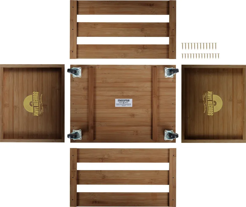 Stagecaptain Holzkiste Emil Schallplattenkiste Bambus Braun für bis zu 100 LPs (1 St), für bis zu 100 LPs - aus Vollholz im Retro-Design, Braun, – Produktbild 4 von 5