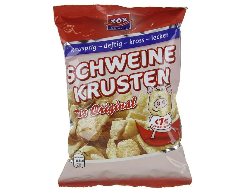 XOX XOX Knabberei, XOX Schweinekrusten im Eigenfett frittierte Schweineschwarten 100g – Produktbild 2 von 2