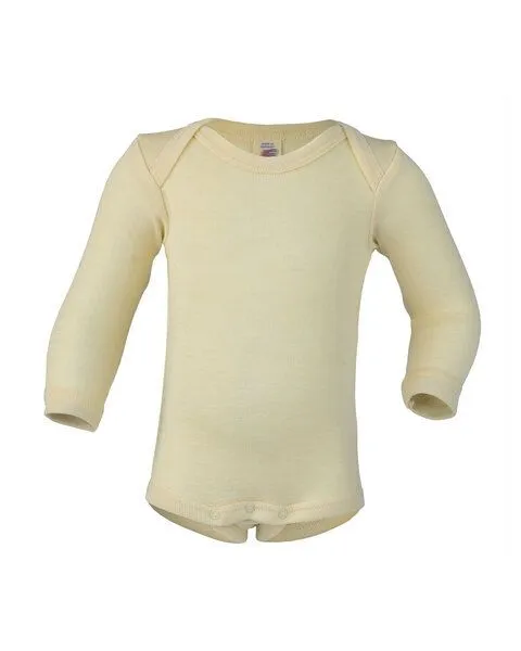 Engel Engel Natur Uni Baby-Body Langarm Schurwolle Seide, Hellgrau-melange, – Produktbild 3 von 4