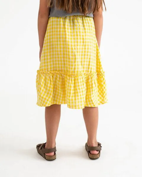 MATONA Matona Verspielter Rock für Kinder aus Leinen / Ruffled Skirt, Yellow gingham, – Produktbild 2 von 4