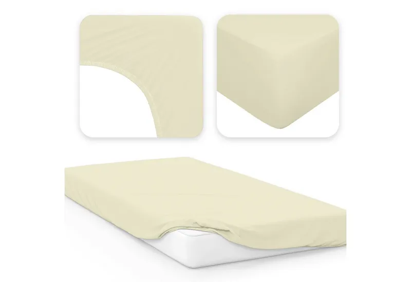 Jacobson Spannbettlaken BIO, Jersey Spannbetttuch, Bettlaken 160 g/m², 100% BIO-Baumwolle, Gummizug: rundum, Beige, – Produktbild 7 von 8