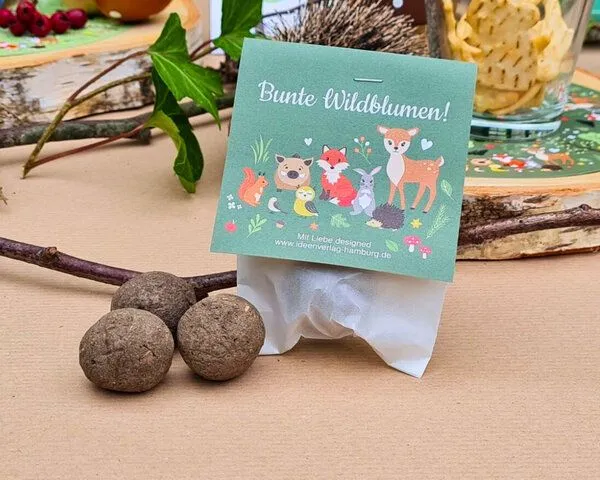 Ideenverlag Hamburg Ideenverlag Hamburg 10 Waldtiere Samenbomben im Tütchen mit Wildblumensaatgut | Nachhaltiges Mitgebsel für Kindergeburtstage & Naturgeschenk für kleine Entdecker:innen – Produktbild 2 von 4