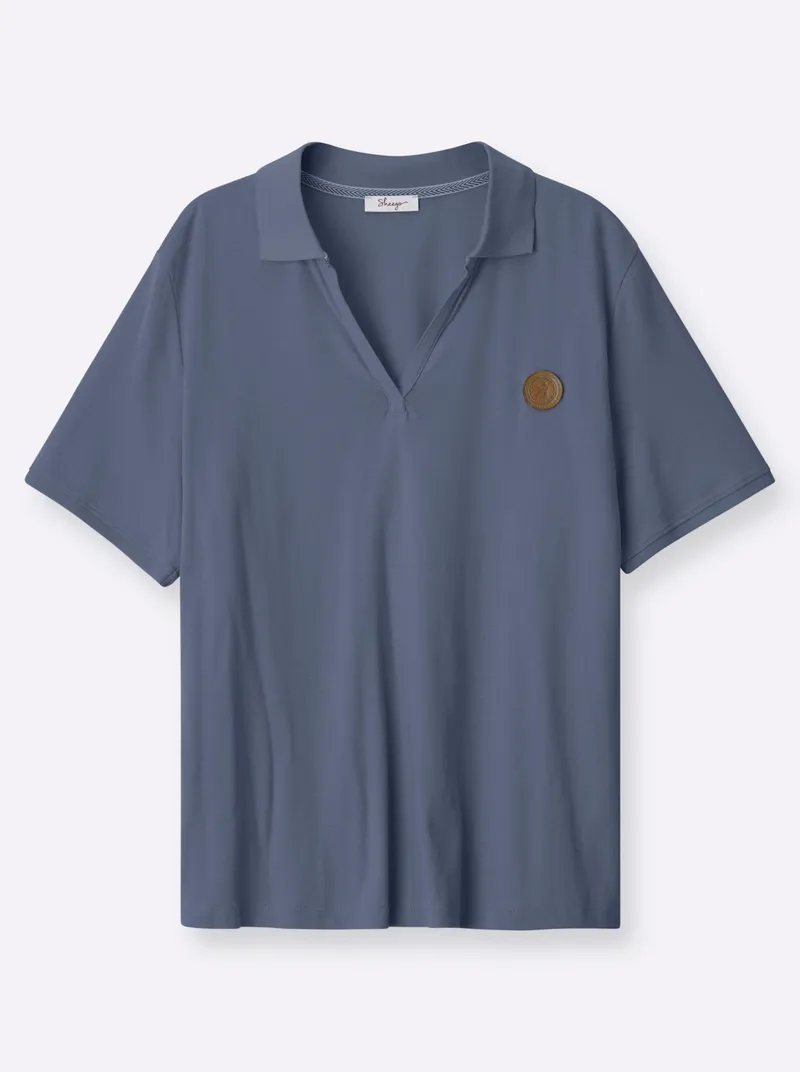 sheego Poloshirt, Rauchblau, – Produktbild 2 von 2