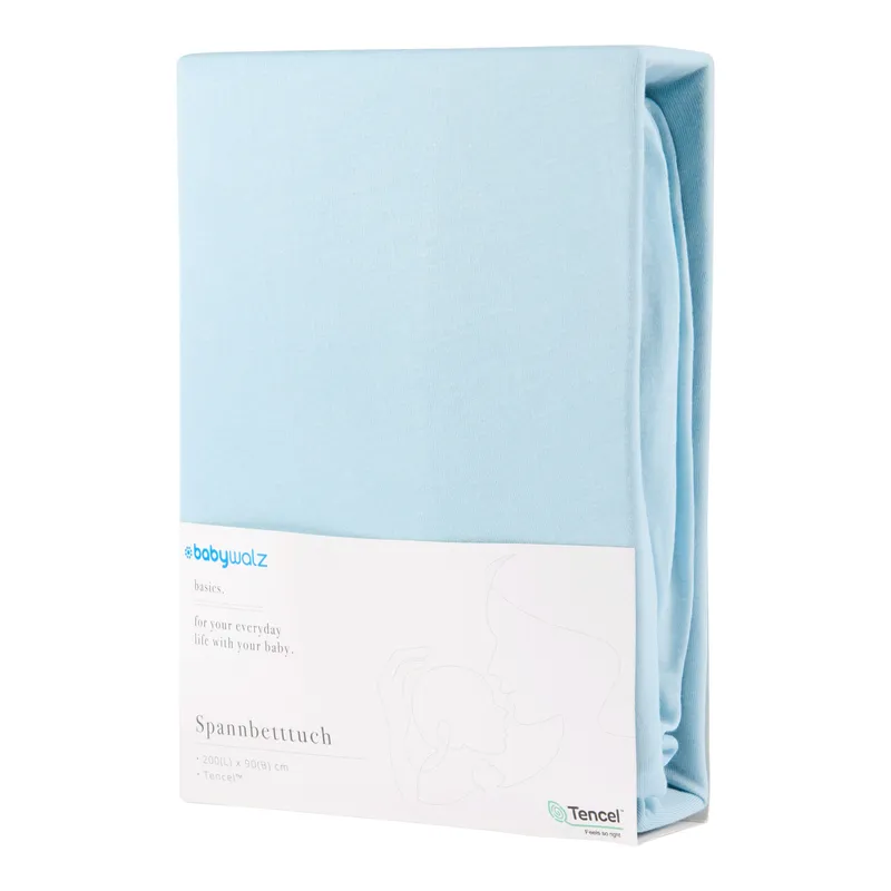 baby-walz Baby-Walz Basics Spannbetttuch TENCEL™ 90x200 cm, Hellblau, – Produktbild 1 von 2
