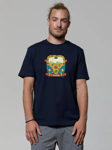watapparel watapparel T-Shirt Unisex Hippies Bus, French navy, – Produktbild 2 von 3