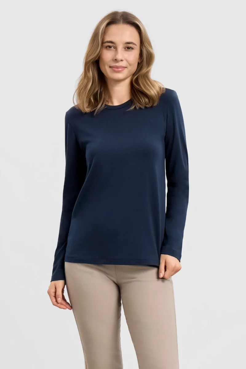 LAURIE LAURIE Damen vegan T-Shirt Amanda Langärmeli Marineblau, Extra dunkelblau, – Produktbild 2 von 2