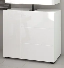 Inn.Furn Waschbeckenunterschrank Larik (Badschrank in weiß Hochglanz, 2-türig, 60 x 56 cm) mit Stauraum – Produktbild 1 von 1