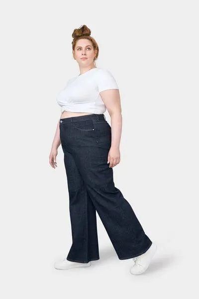 DAWN Damen Jeans DEW High Waist Flared DAWN Bio-Baumwolle Curvy, Blue, – Produktbild 5 von 5