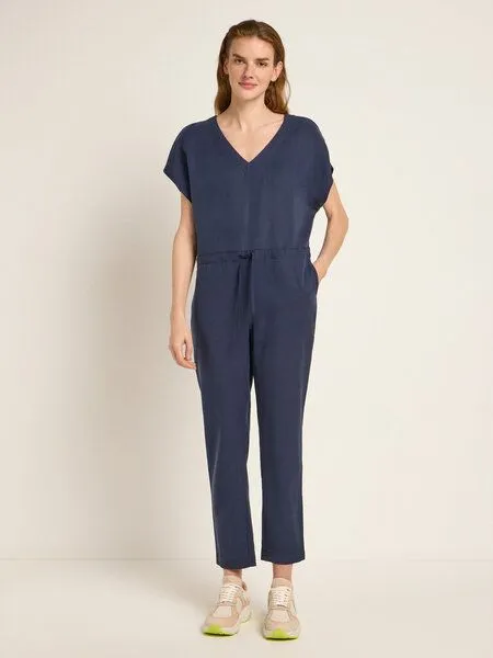 LANIUS LANIUS Jumpsuit STRIPE aus TENCEL und Bio-Leinen, Blau (midnight), – Produktbild 1 von 4