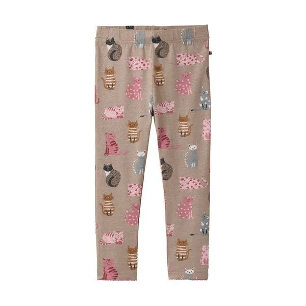 People Wear Organic People Wear Organic Leggings, bedruckt, Bio-Baumwolle, Taupe/ katzen, – Produktbild 1 von 1