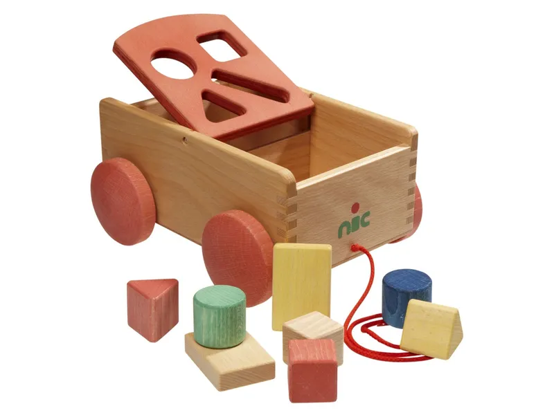 Nic natürlich spielen Nic natürlich spielen Formenwagen Bio Sortierbox Nachziehwagen 24 x 17 x 12 cm, Natur, mehrfarbig, – Produktbild 1 von 2