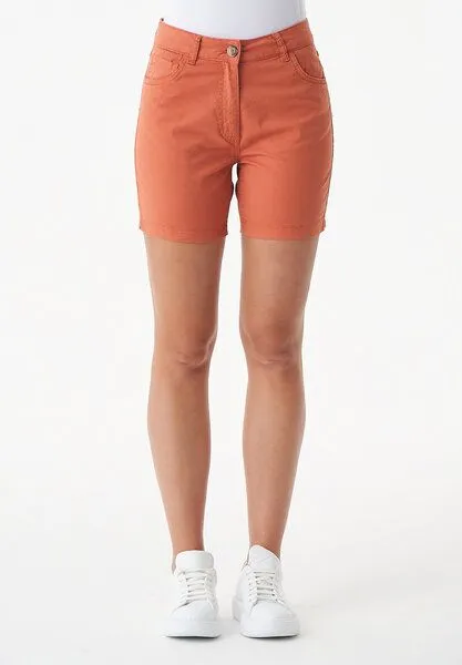 ORGANICATION ORGANICATION Slim-Fit Shorts aus Bio-Baumwolle, Dusty orange, – Produktbild 1 von 4