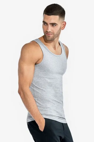 Bread & Boxers Bread & Boxers 2-Pack Tanktops aus Bio-Baumwolle, Grau (grey melange), – Produktbild 1 von 4