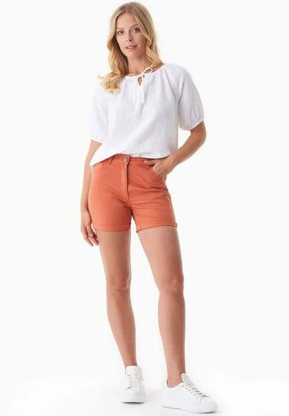 ORGANICATION ORGANICATION Slim-Fit Shorts aus Bio-Baumwolle, Dusty orange, – Produktbild 2 von 4