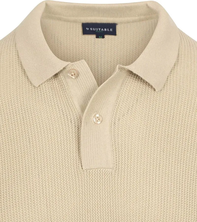 Suitable Suitable Respect Poloshirt Structure Knit Beige - Größe XL, Beige, – Produktbild 3 von 4
