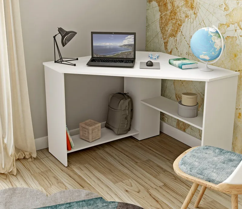 Home affaire Schreibtisch RINO, Breite 80 cm, Eckschreibtisch im modernen Design, Weiß, – Produktbild 1 von 5