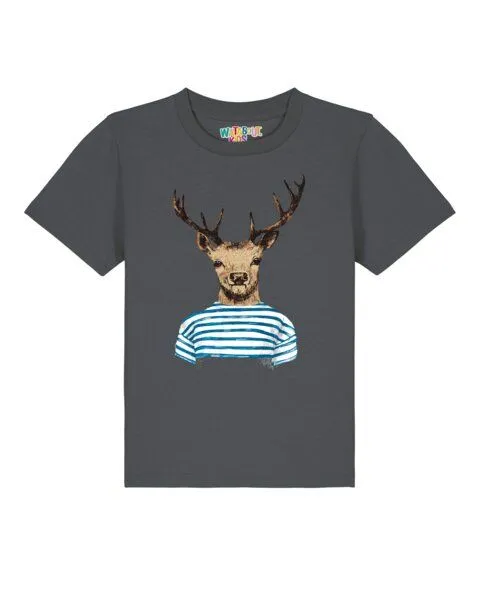 watabout.kids watabout.kids T-Shirt Kinder Hirsch, Anthracite, – Produktbild 1 von 2