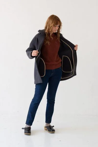 TIRALAHILACHA TIRALAHILACHA Tad Chunky Wool Coat, Schwarz, – Produktbild 2 von 4