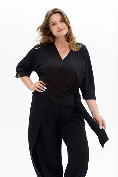 KOKOworld KOKOworld Damen Bluse Lena aus Viskose EcoVero, Black (schwarz), – Produktbild 3 von 4