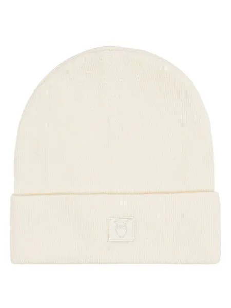 KnowledgeCotton Apparel KnowledgeCotton Apparel Mütze - LEAF Beanie organic wool - GOTS, Weiß (egret), – Produktbild 1 von 2