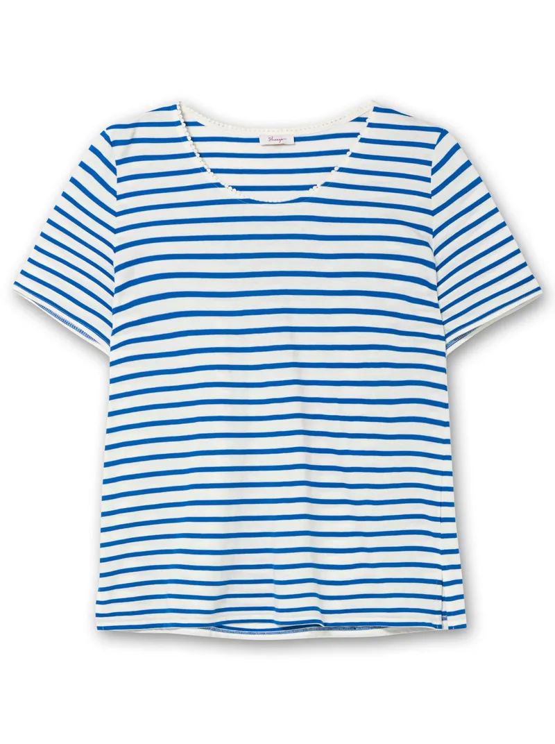 sheego Rundhalsshirt, Ecru-gestreift, – Produktbild 1 von 2