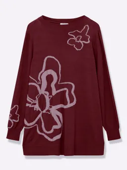 sheego Pullover bordeaux-gemustert – Produktbild 1 von 1