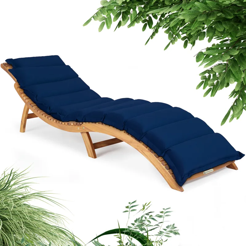 Casaria® Casaria® Faltbare Gartenliege Akazie FSC®-zertifiziert inkl Auflage Blau – Produktbild 1 von 2