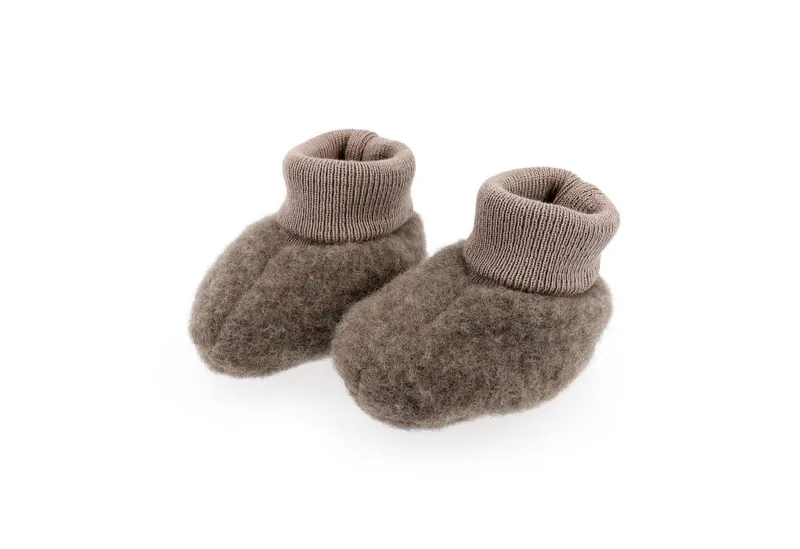 Maximo Maximo GOTS BABY-Schuhe, Wollfleece Strickbund Krabbelschuh, Braun, – Produktbild 1 von 4