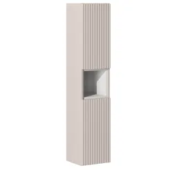 Lomadox Hochschrank NEWPORT-56-CASHMERE Badschrank in kaschmir mit weiß, gerillte Front, ca. 30/140/24 cm – Produktbild 1 von 1