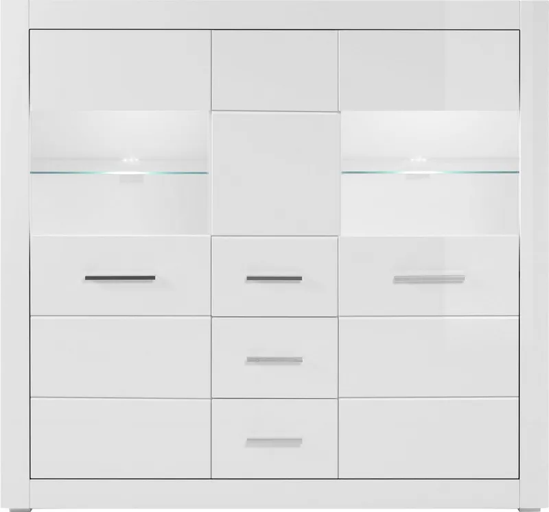 Home affaire Highboard Bianco, moderner Schrank, Kommode, Stauraumschrank, Hochschrank, zeitlos, ausreichend Stauraum, vielseitig einsetzbar, 149 cm breit, Weiß, – Produktbild 2 von 5