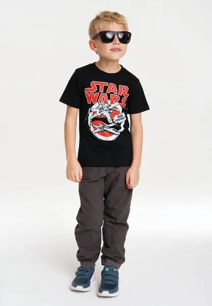 LOGOSH!RT LOGOSH!RT Star Wars Starfighter X-Wings Kinder Bio T-Shirt, Schwarz, – Produktbild 2 von 4