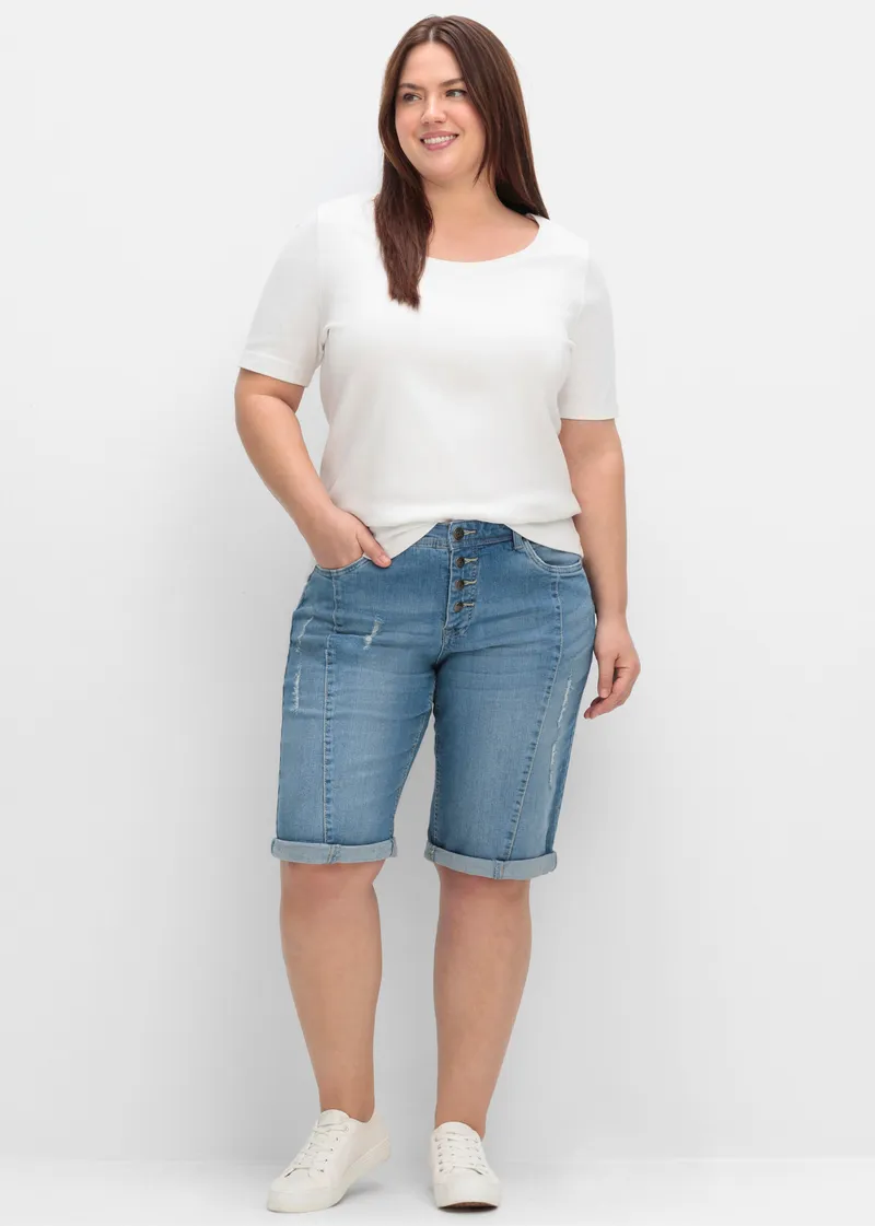sheego Jeansbermudas, Light blue-denim, – Produktbild 3 von 3